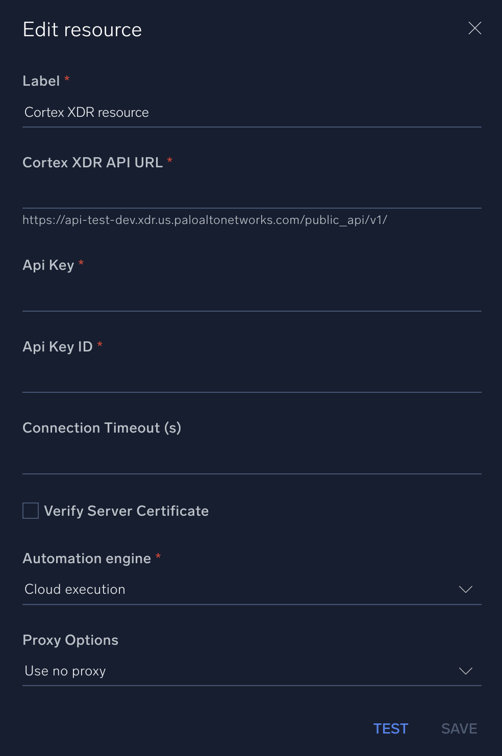 Cortex XDR configuration