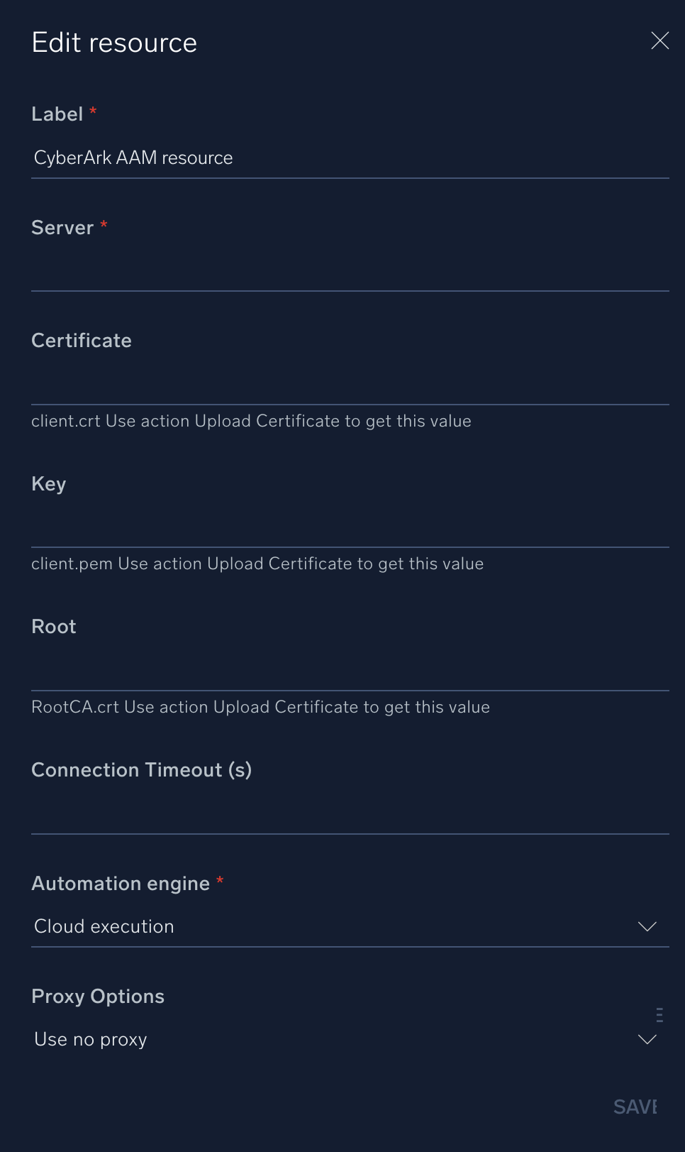 CyberArk AAM configuration