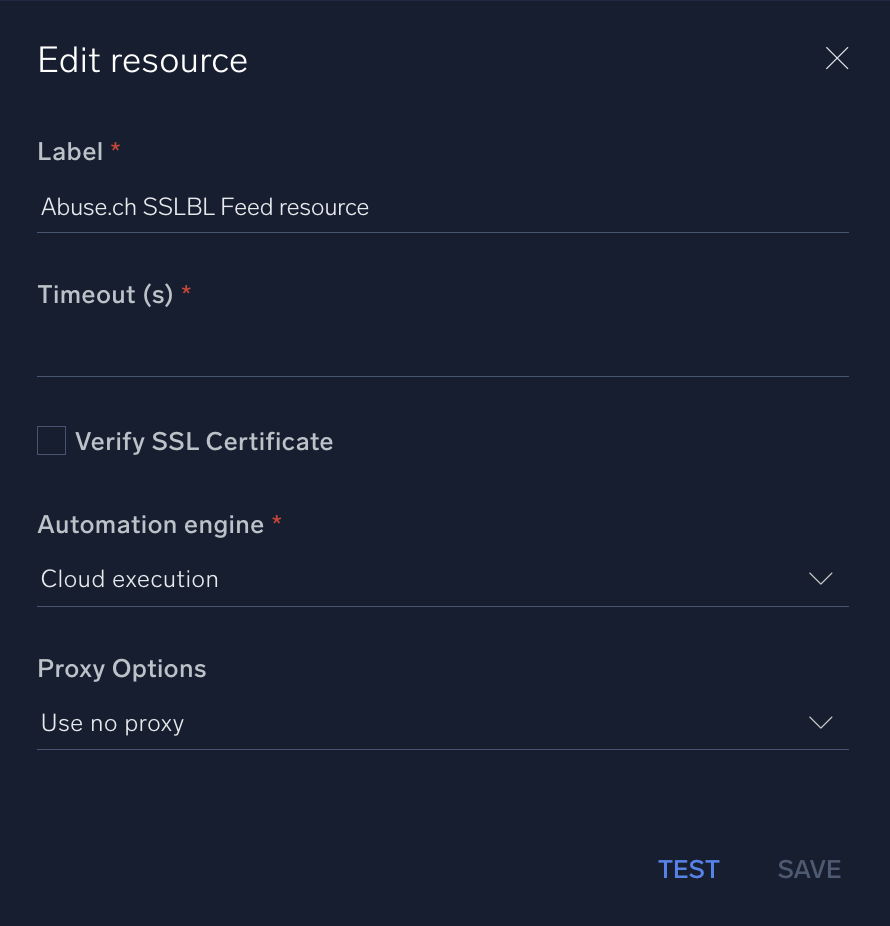 Abuse.ch SSLBL configuration