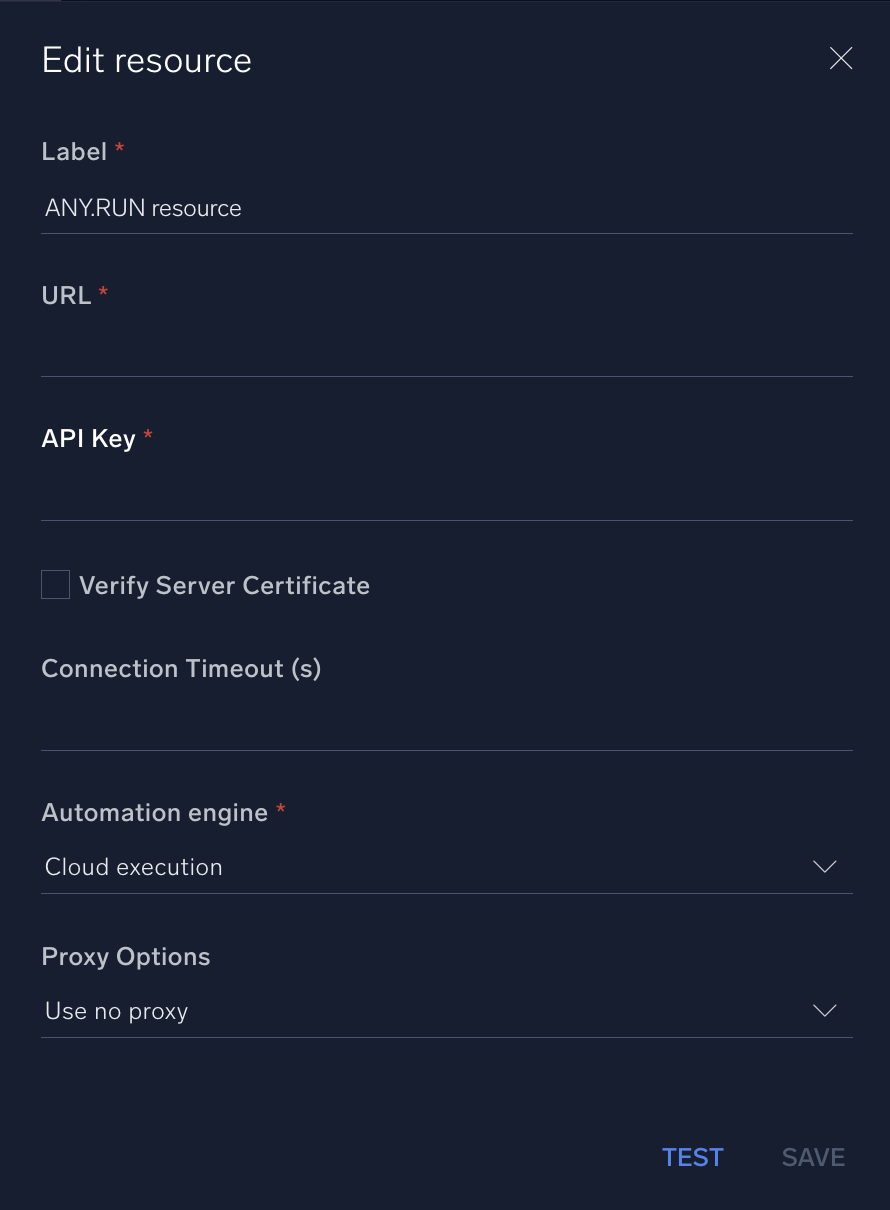 ANY.RUN configuration