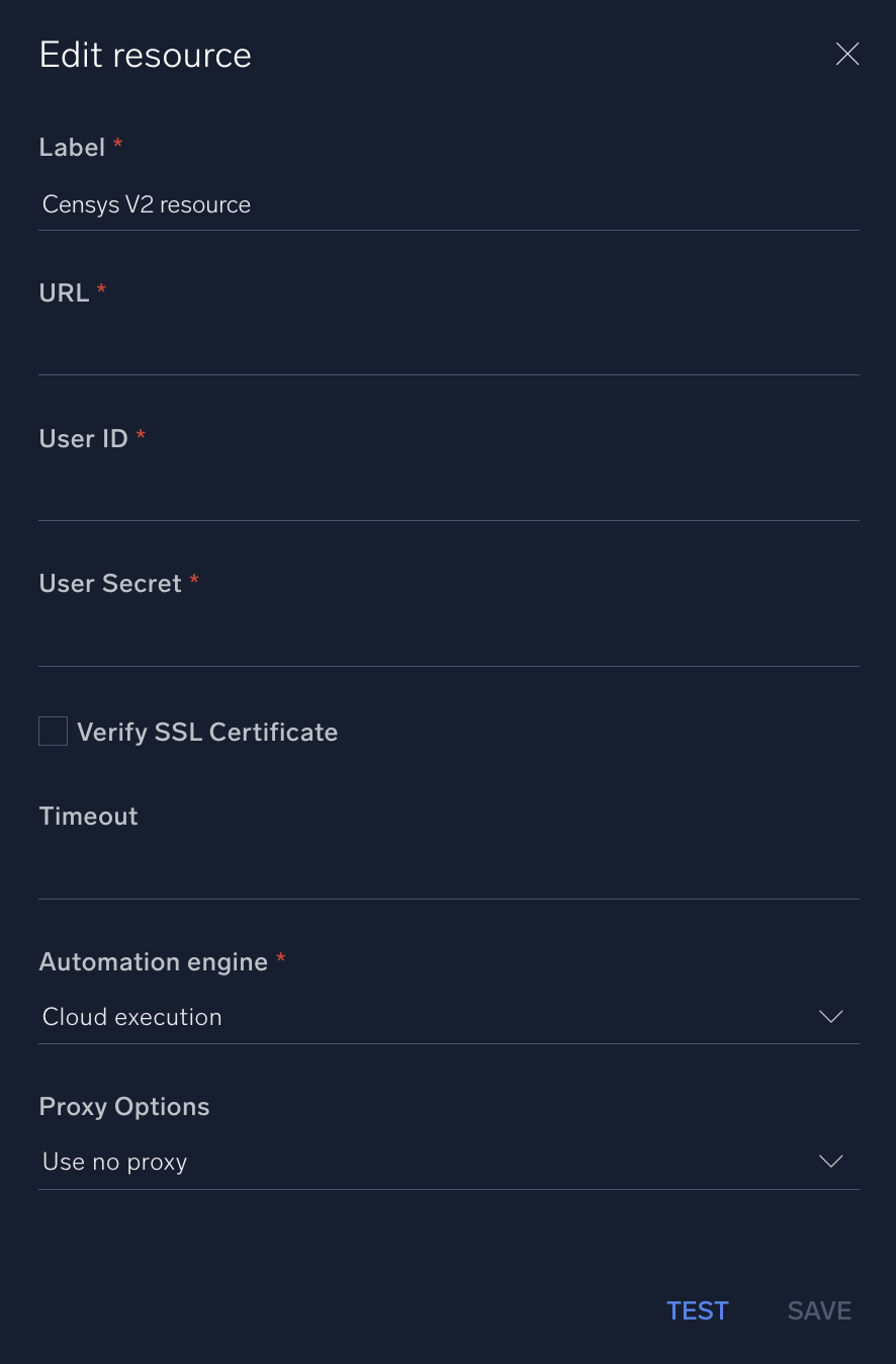 Censys V2 configuration