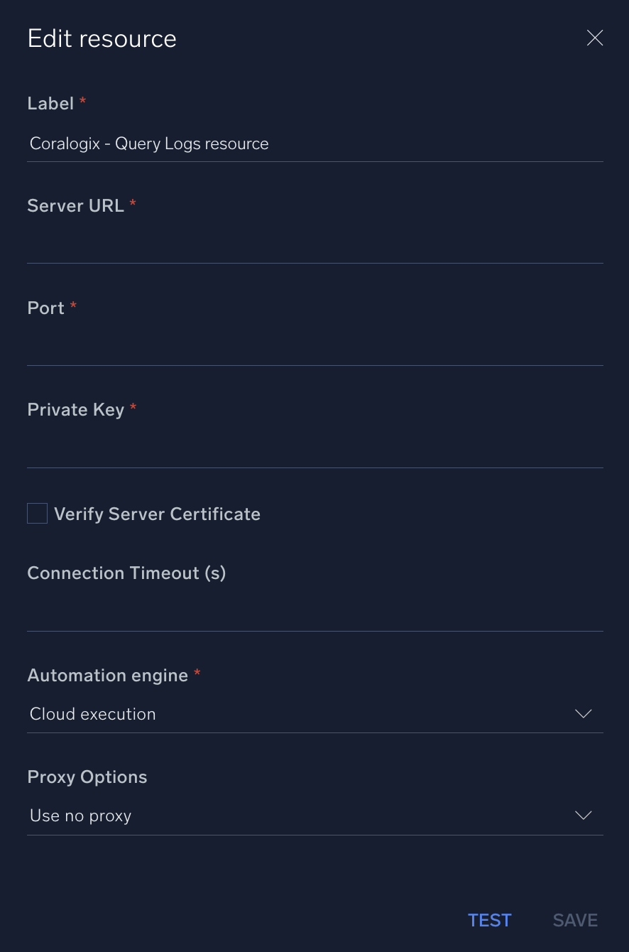 Coralogix Query Logs configuration