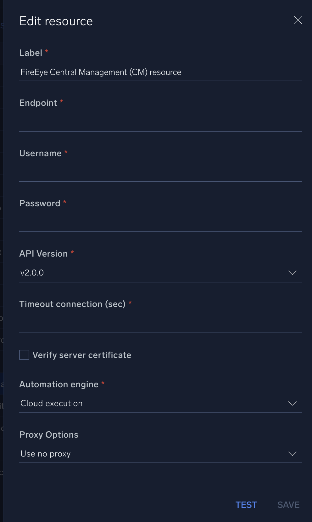 FireEye Central Management configuration