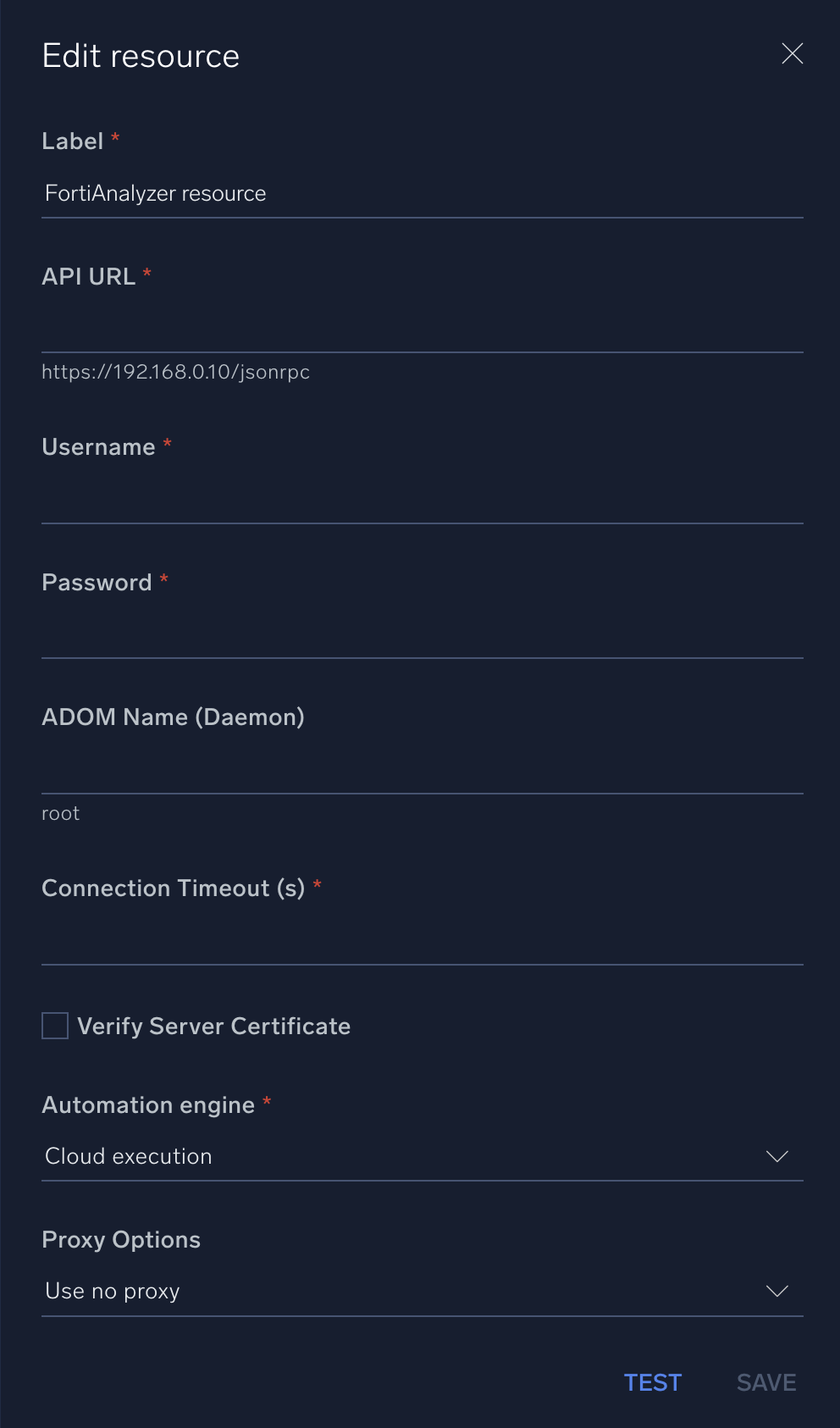FortiAnalyzer configuration