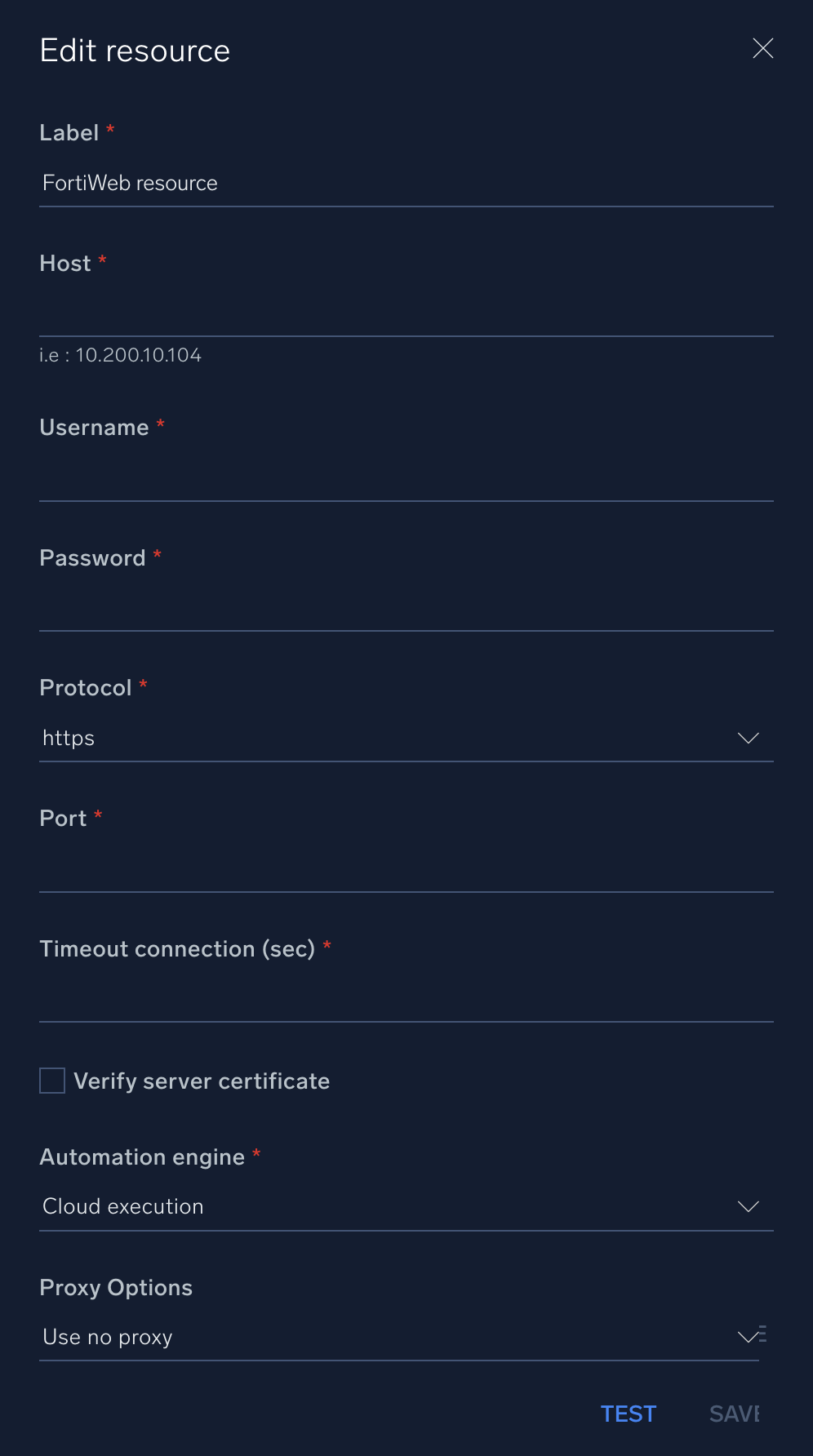 FortiWeb configuration