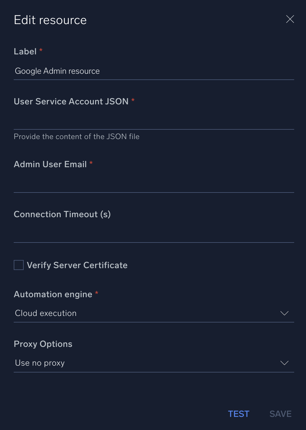 Google Admin configuration