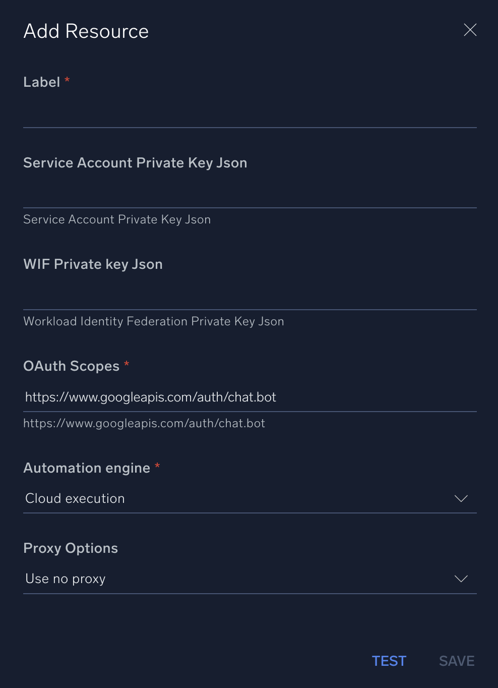 Google Chat configuration