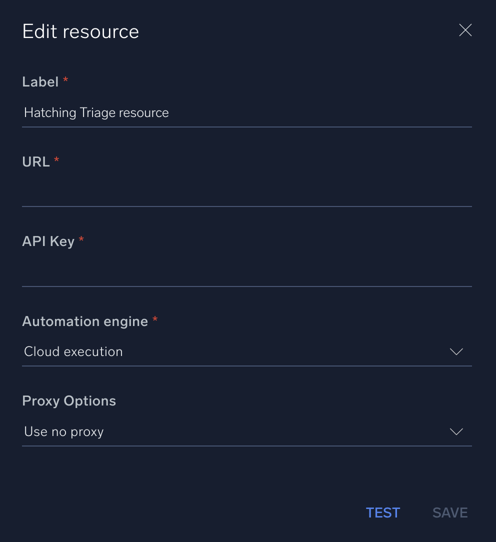 Hatching Triage configuration