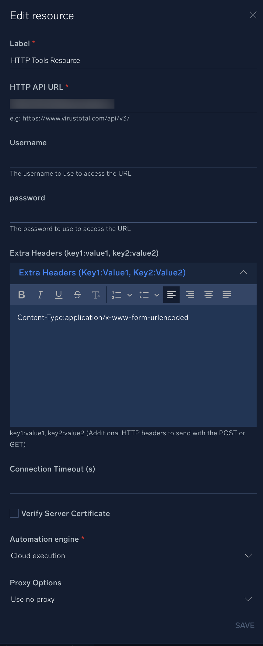 HTTP Tools configuration