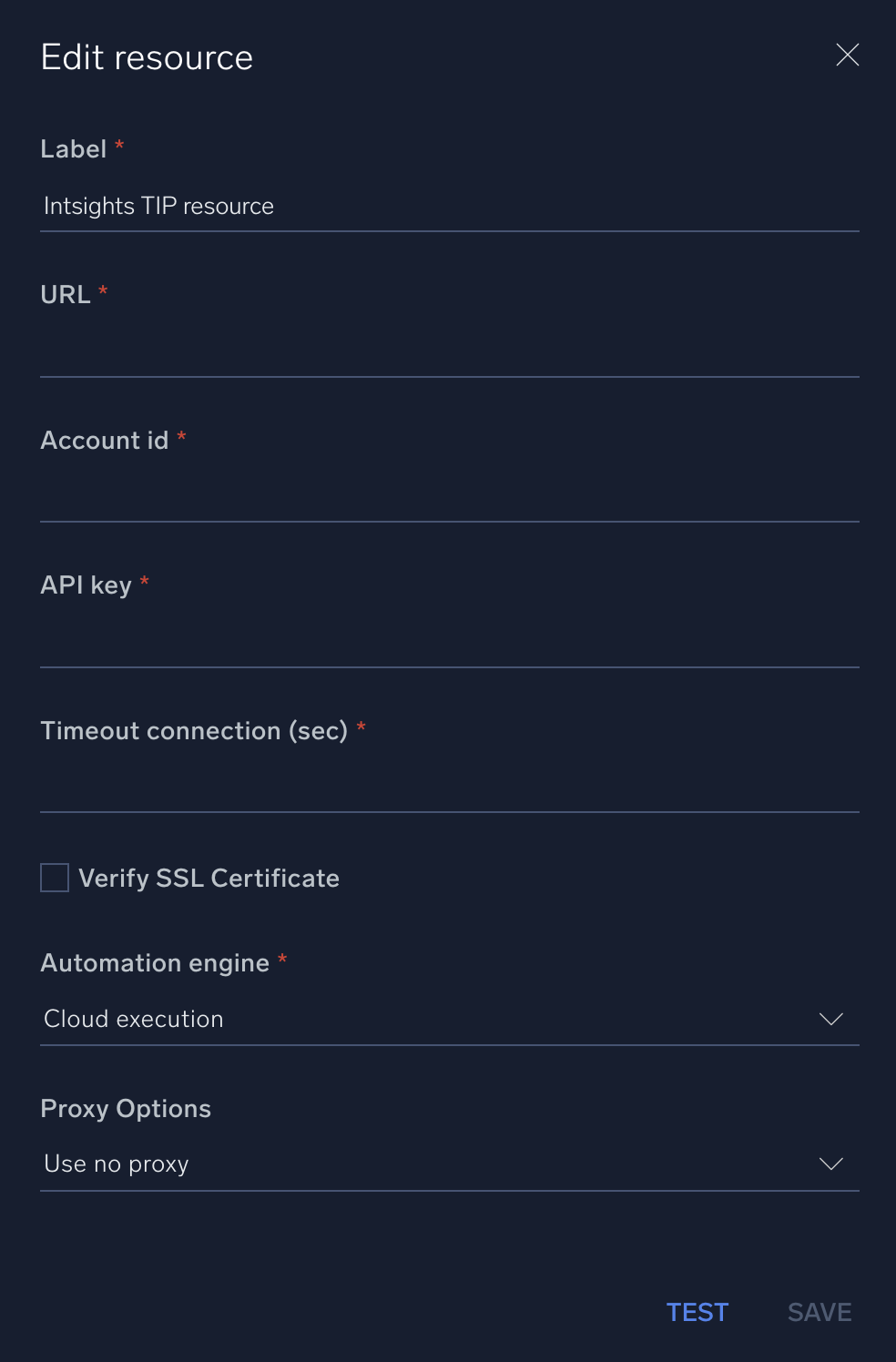 Intsights TIP configuration