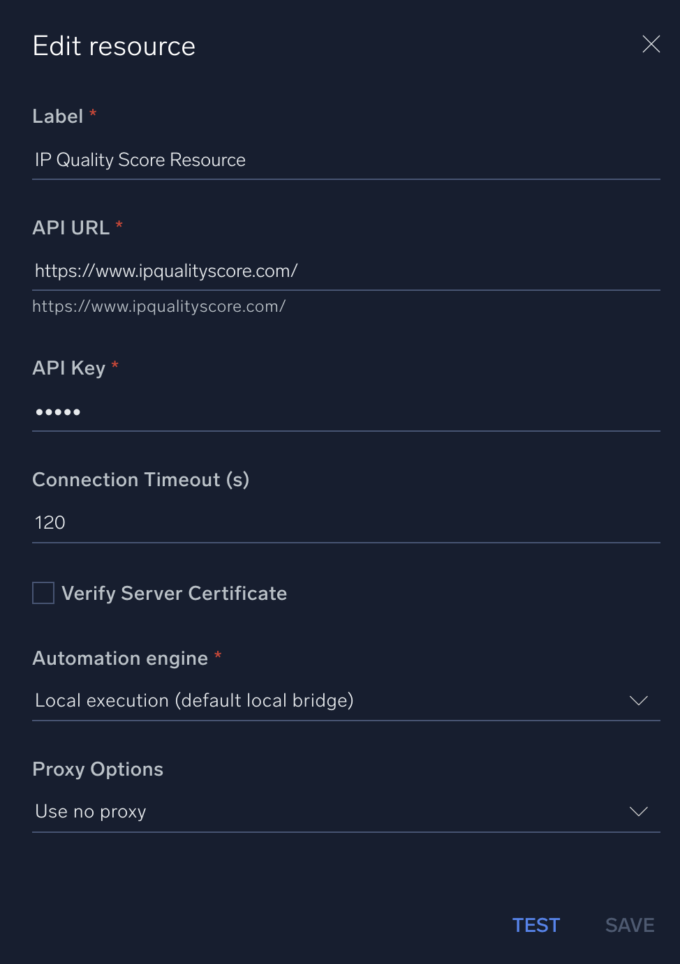 IPQualityScore configuration