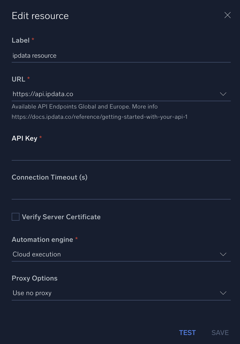 ipdata configuration