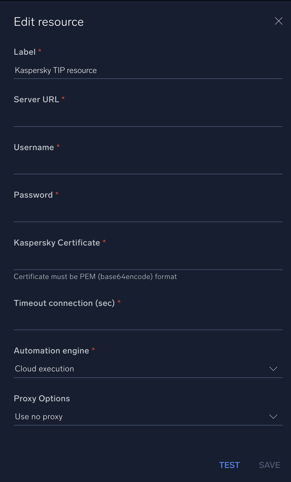 Kaspersky TIP configuration