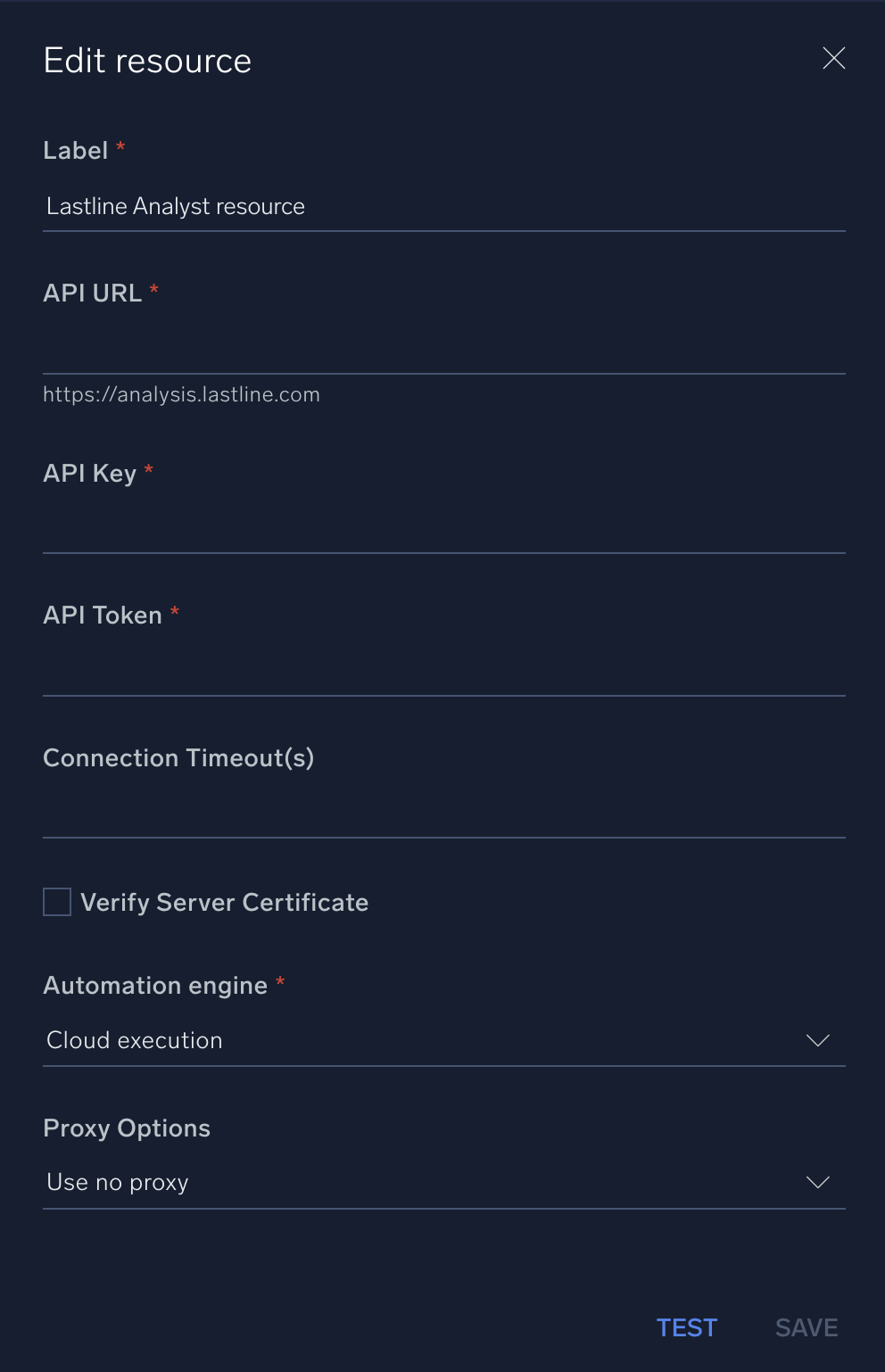 Lastline Analyst configuration