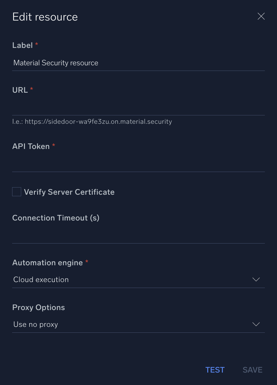 Material Security configuration