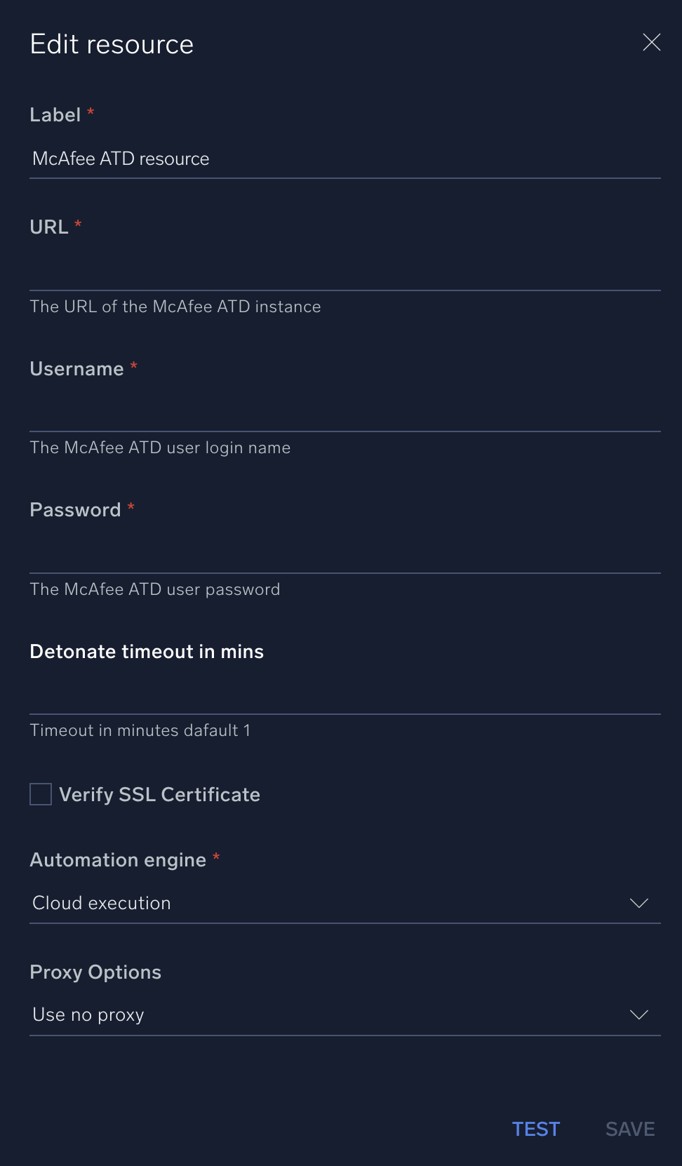McAfee ATD configuration