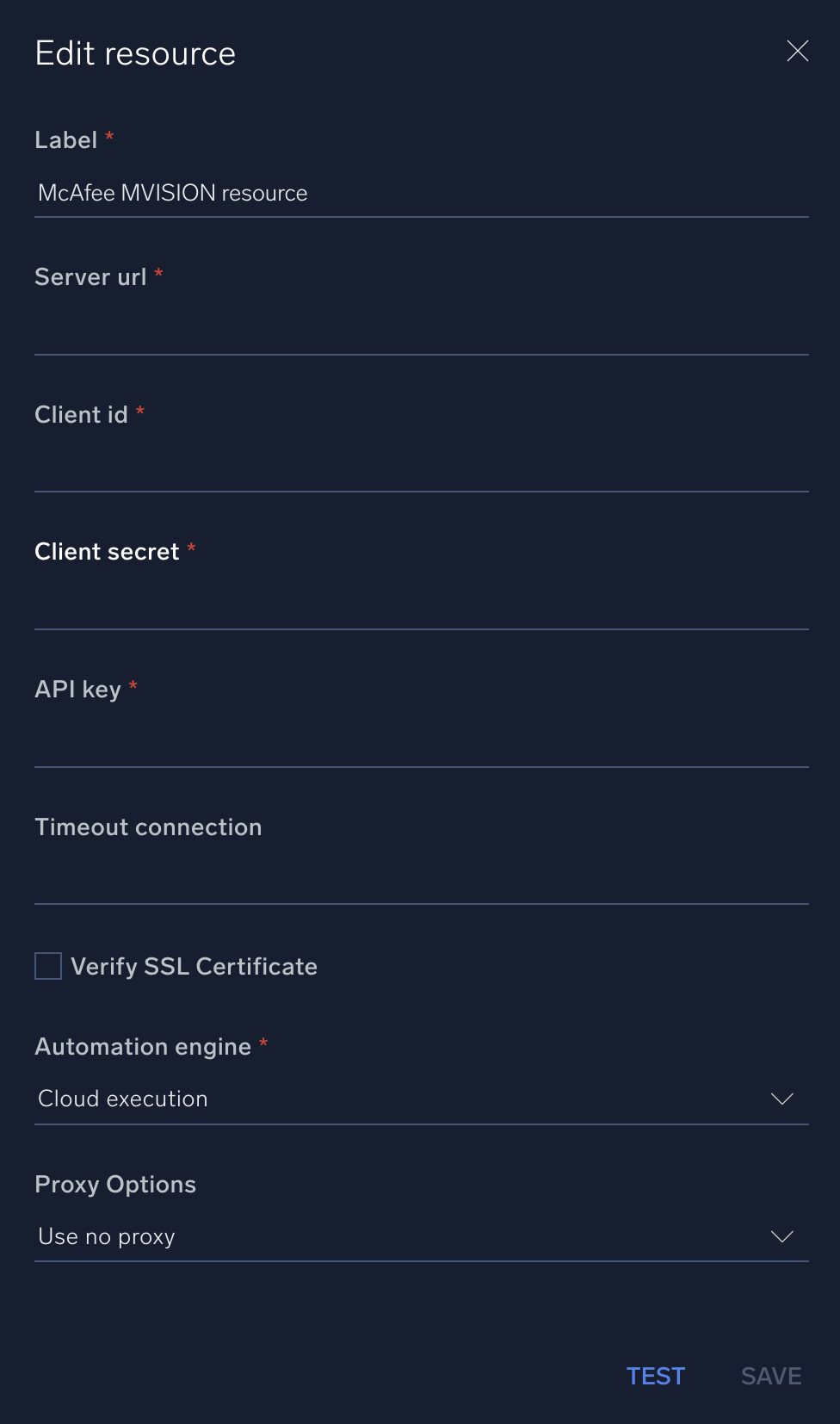 McAfee MVISION configuration