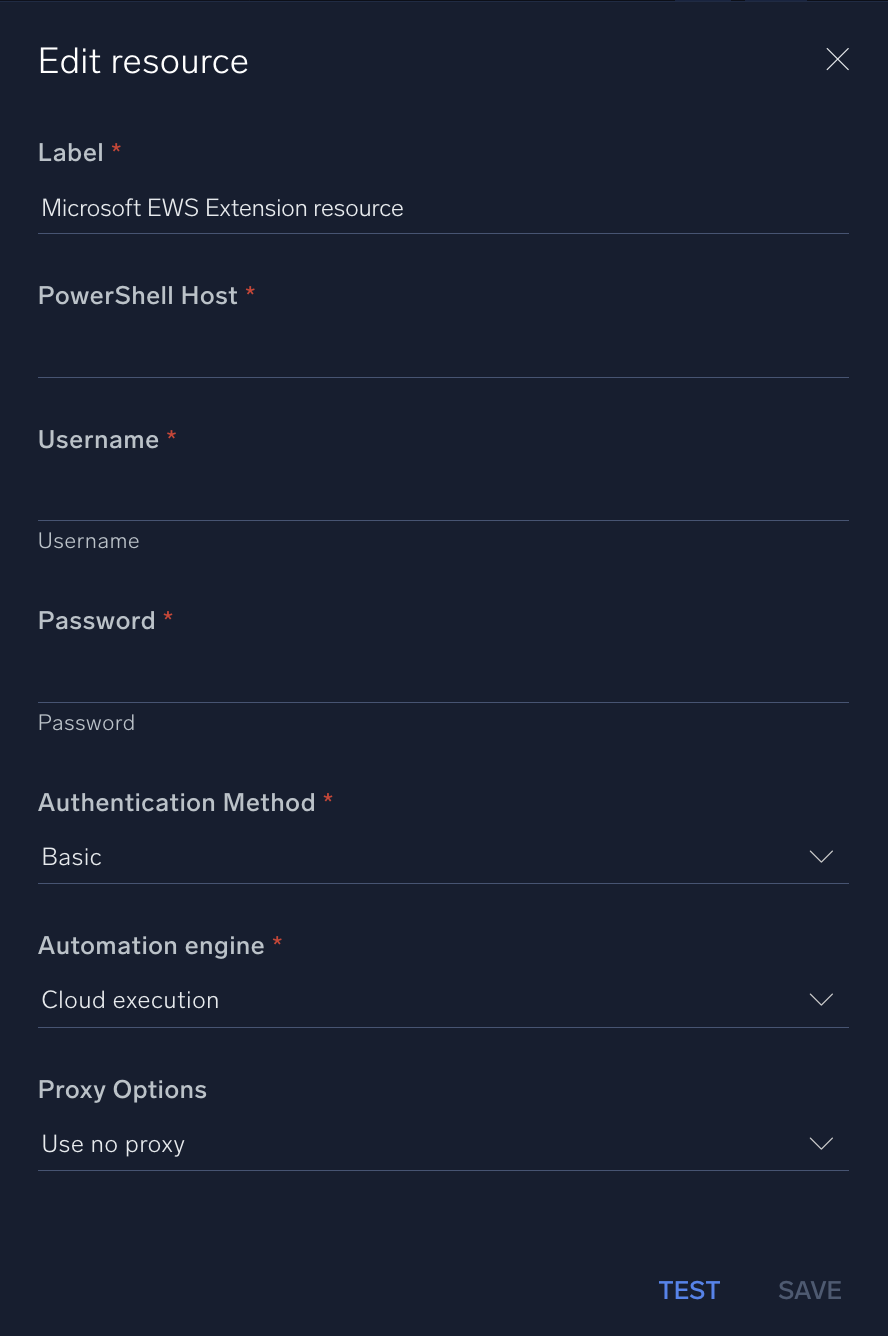 Microsoft EWS Extension configuration