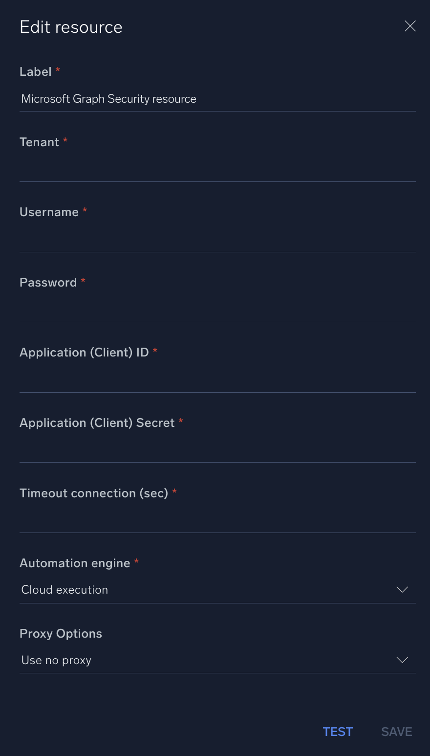 Microsoft Graph Security configuration