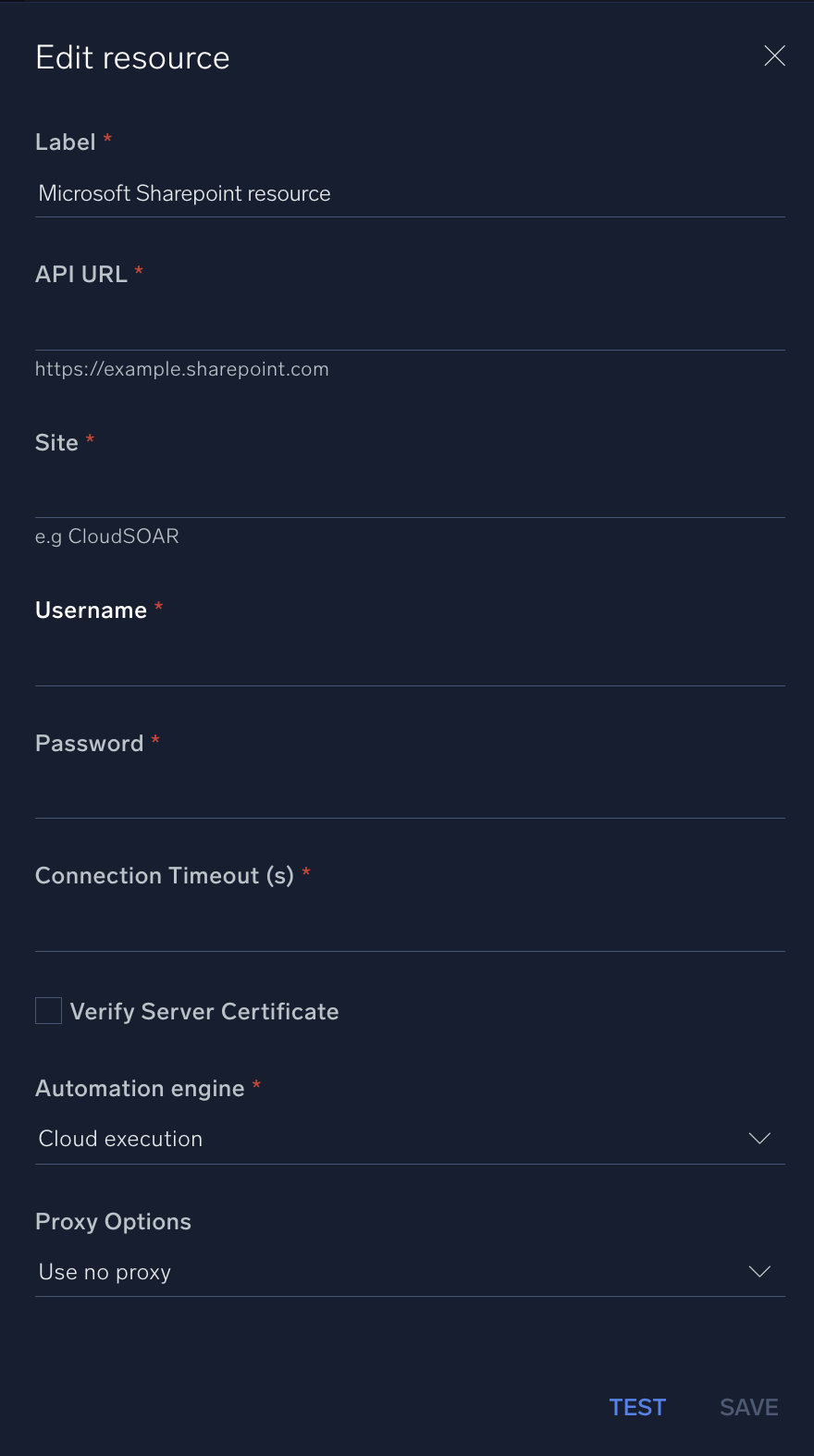 Microsoft SharePoint configuration