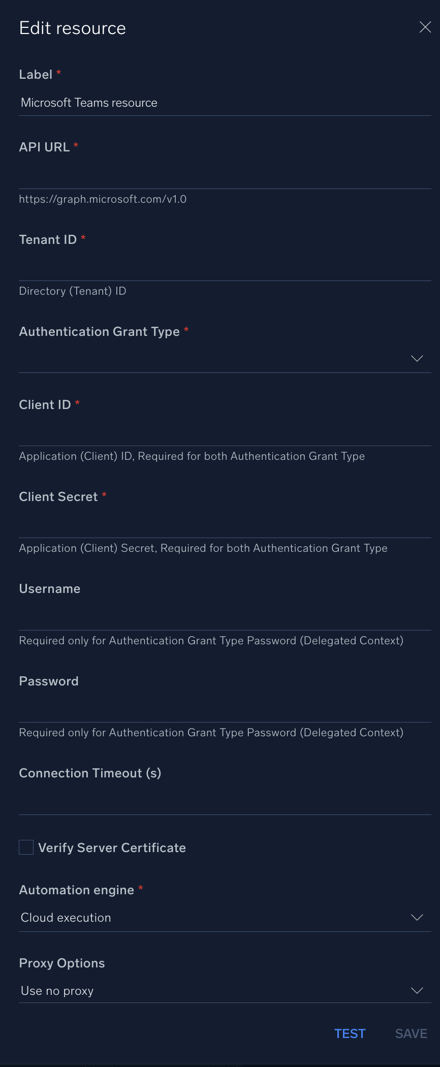 Microsoft Teams configuration