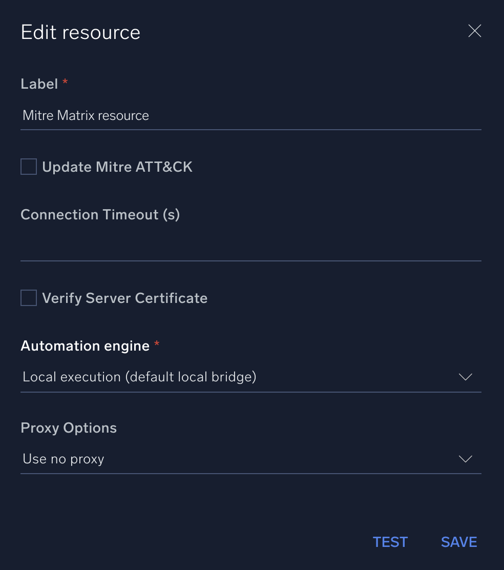 MITRE Matrix configuration