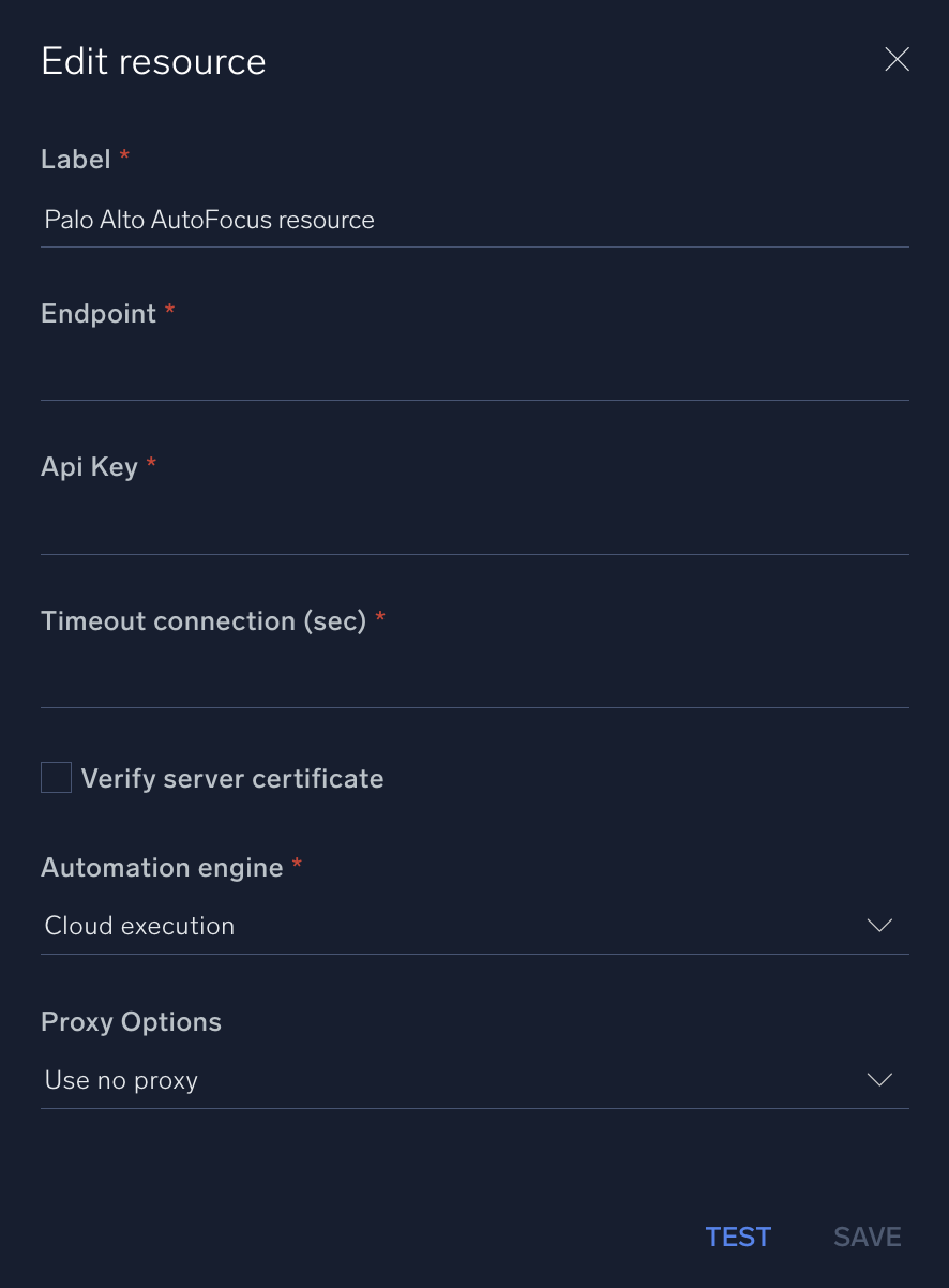 Palo Alto AutoFocus configuration