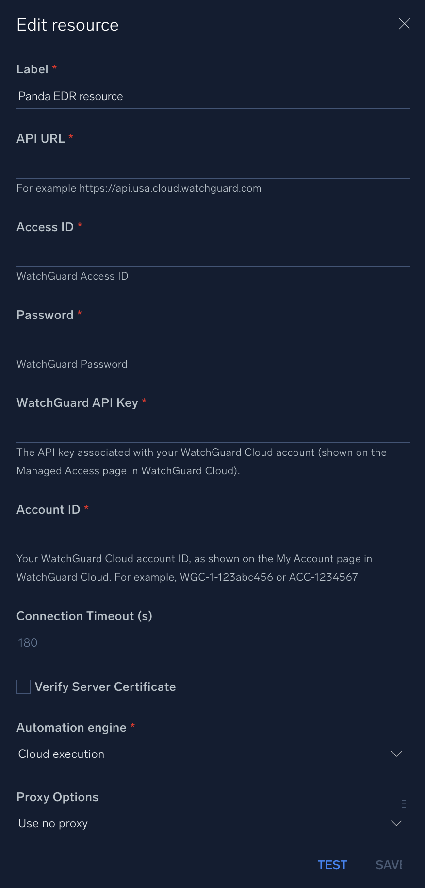 Panda EDR configuration