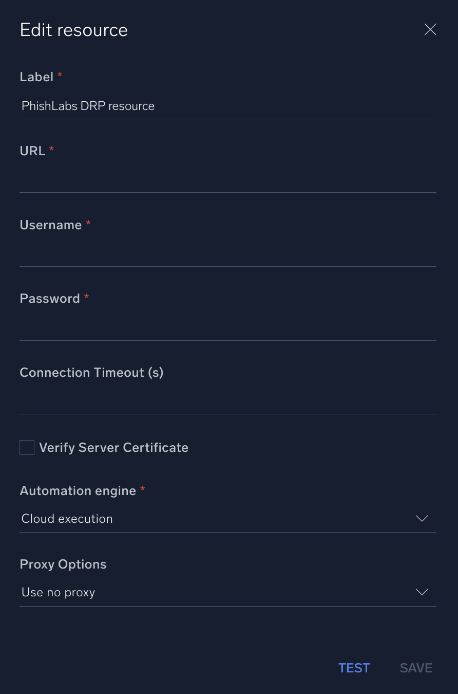 PhishLabs DRP configuration