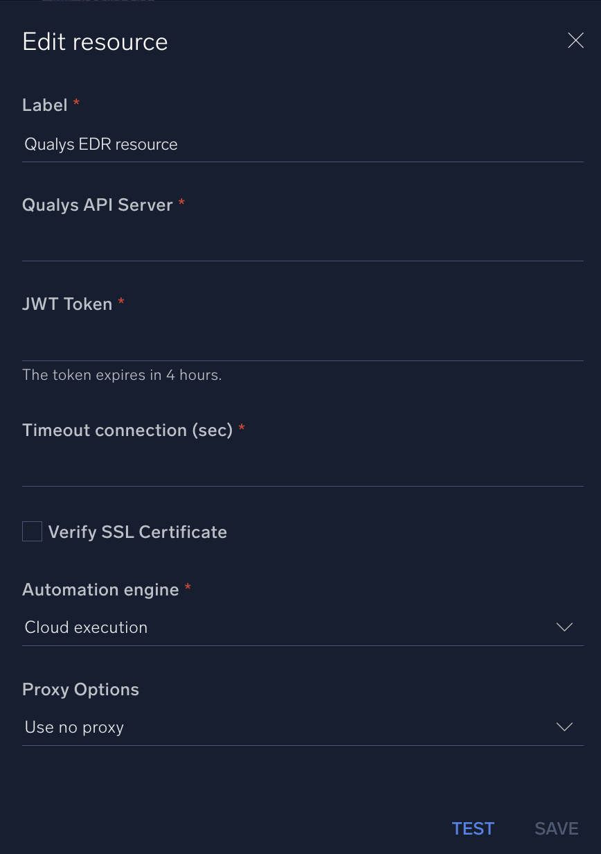 Qualys EDR configuration