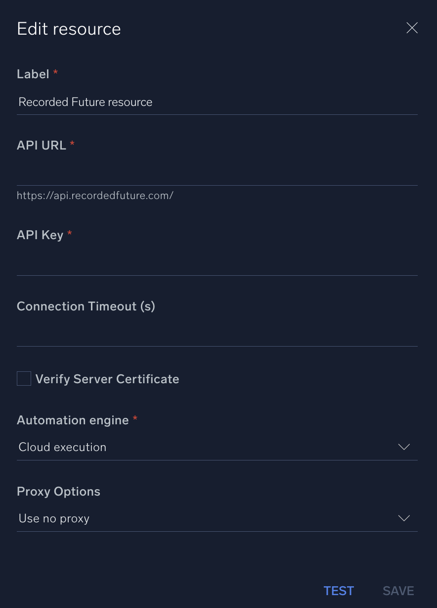 Recorded Future configuration