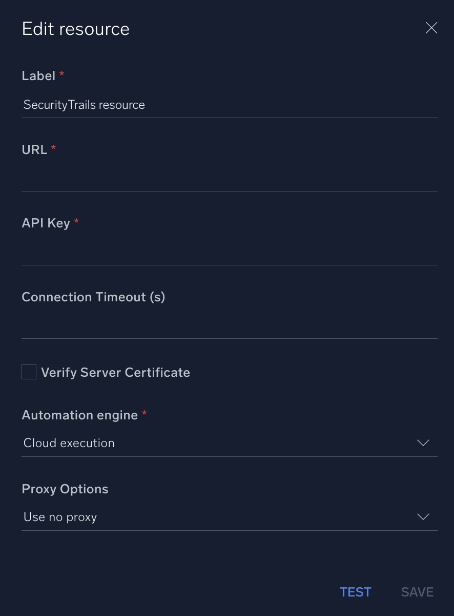 SecurityTrails configuration