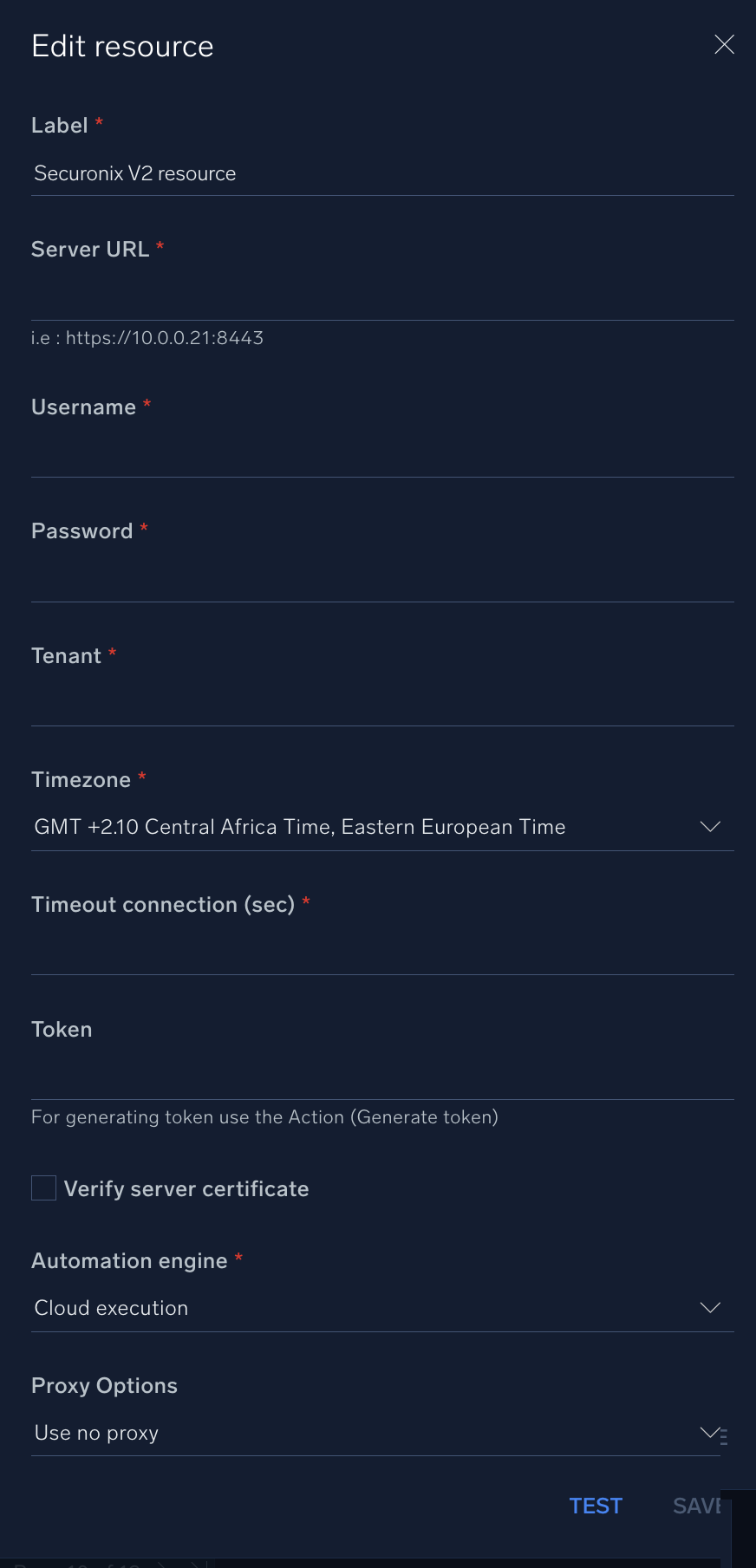 Securonix V2 configuration