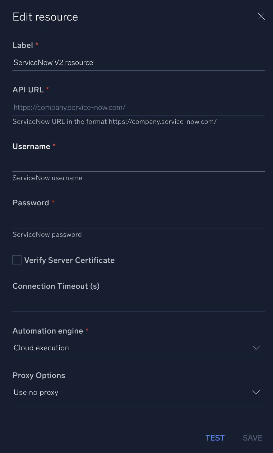 ServiceNow V2 configuration