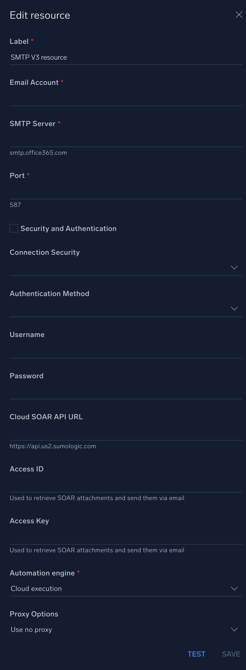 SMTP V3 configuration