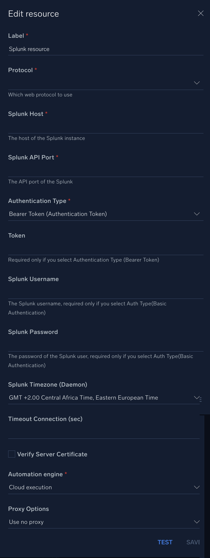 Splunk configuration