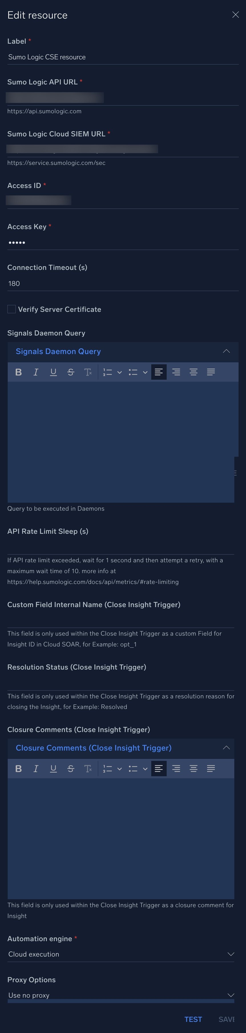 Sumo Logic Cloud SIEM configuration