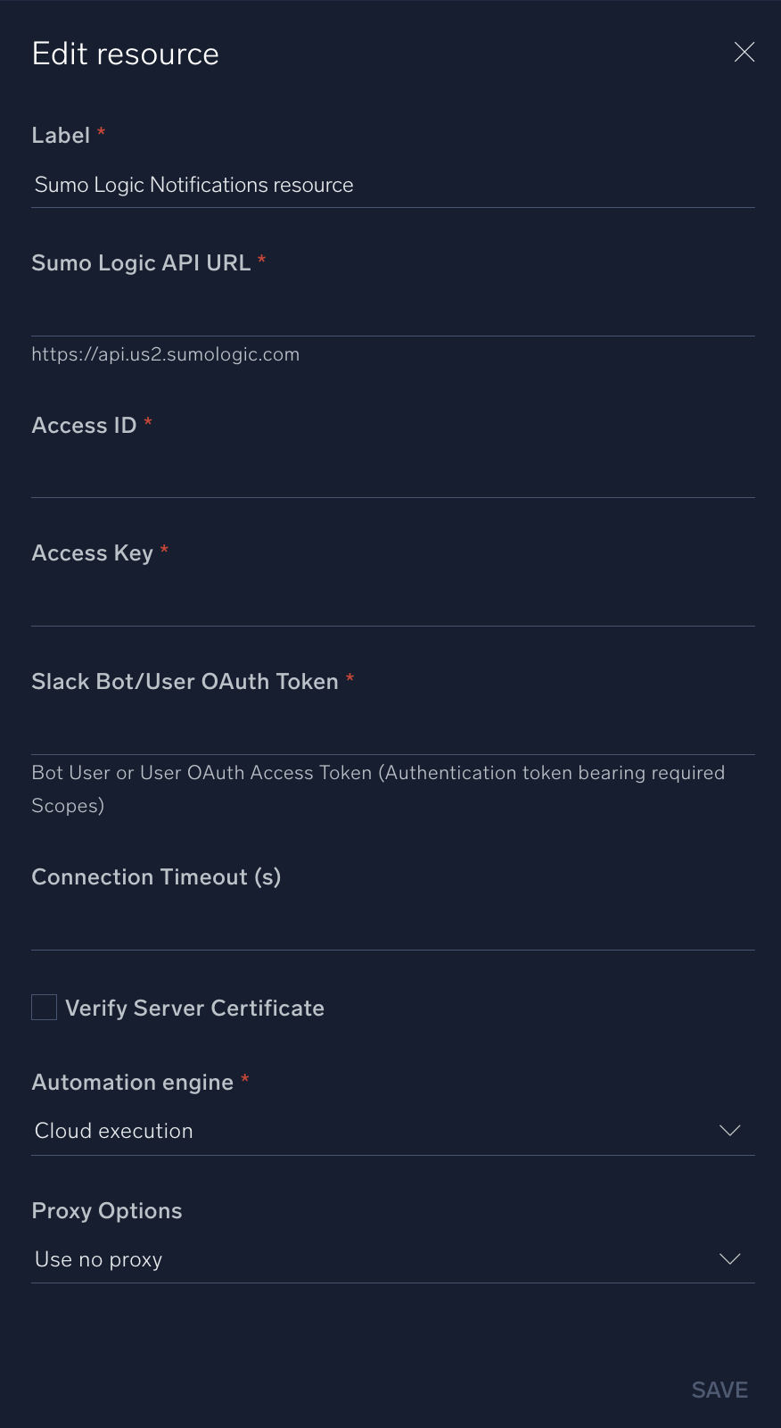 Sumo Logic Notifications configuration