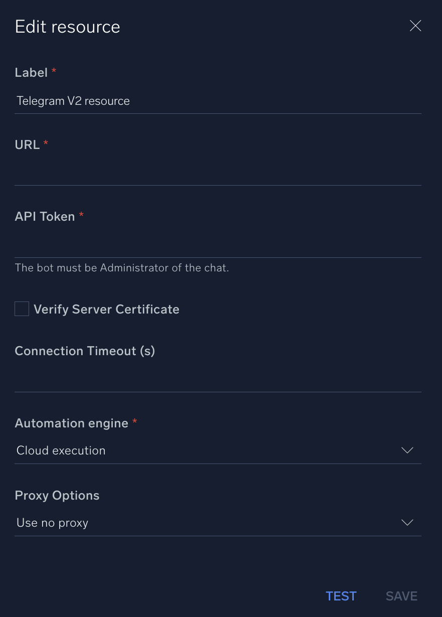 Telegram V2 configuration