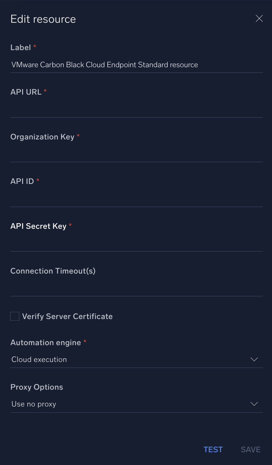 VMware Carbon Black Cloud Endpoint Standard configuration