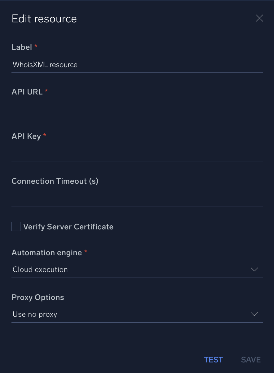 WhoisXML configuration