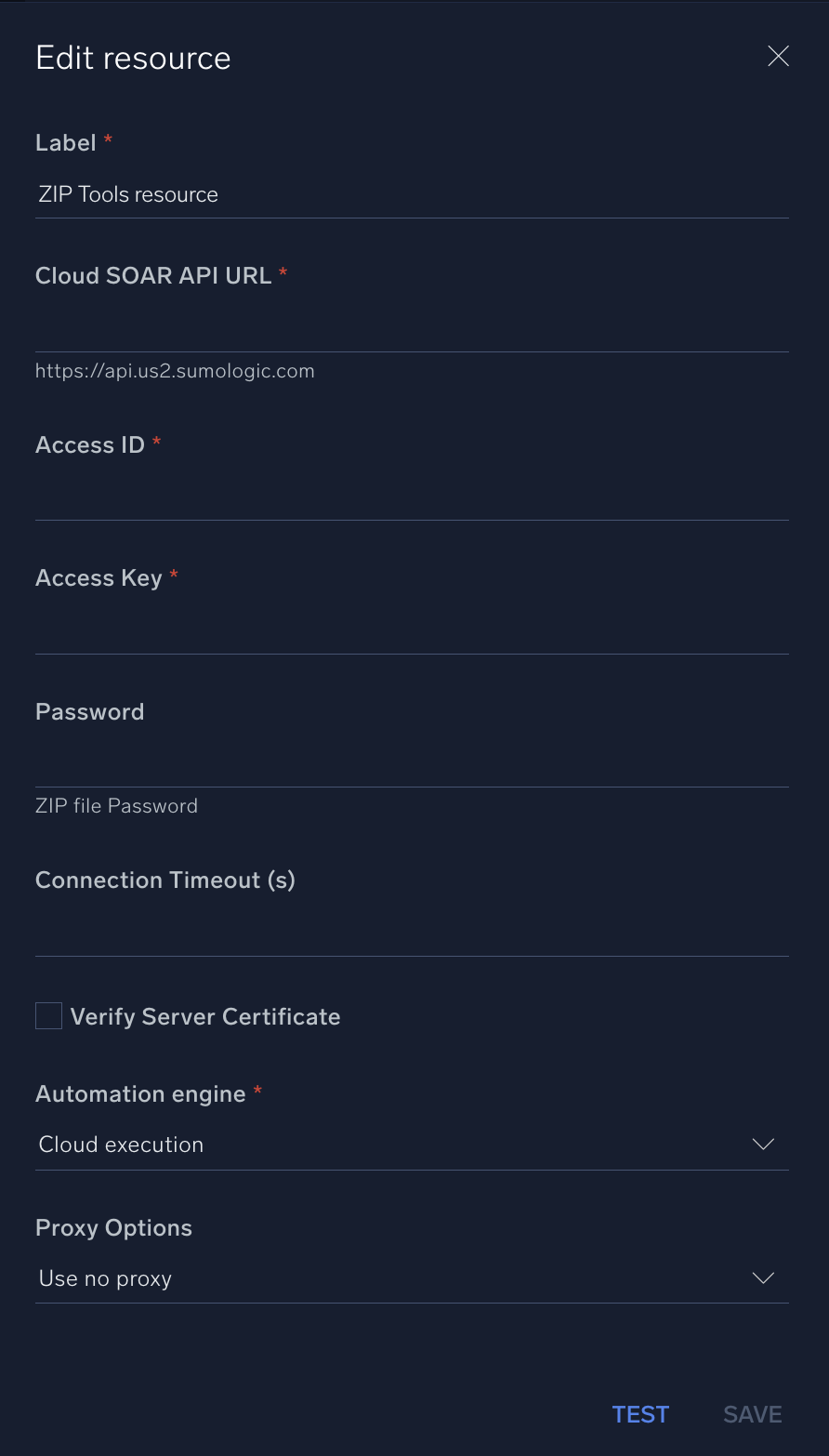 Zip Tools configuration