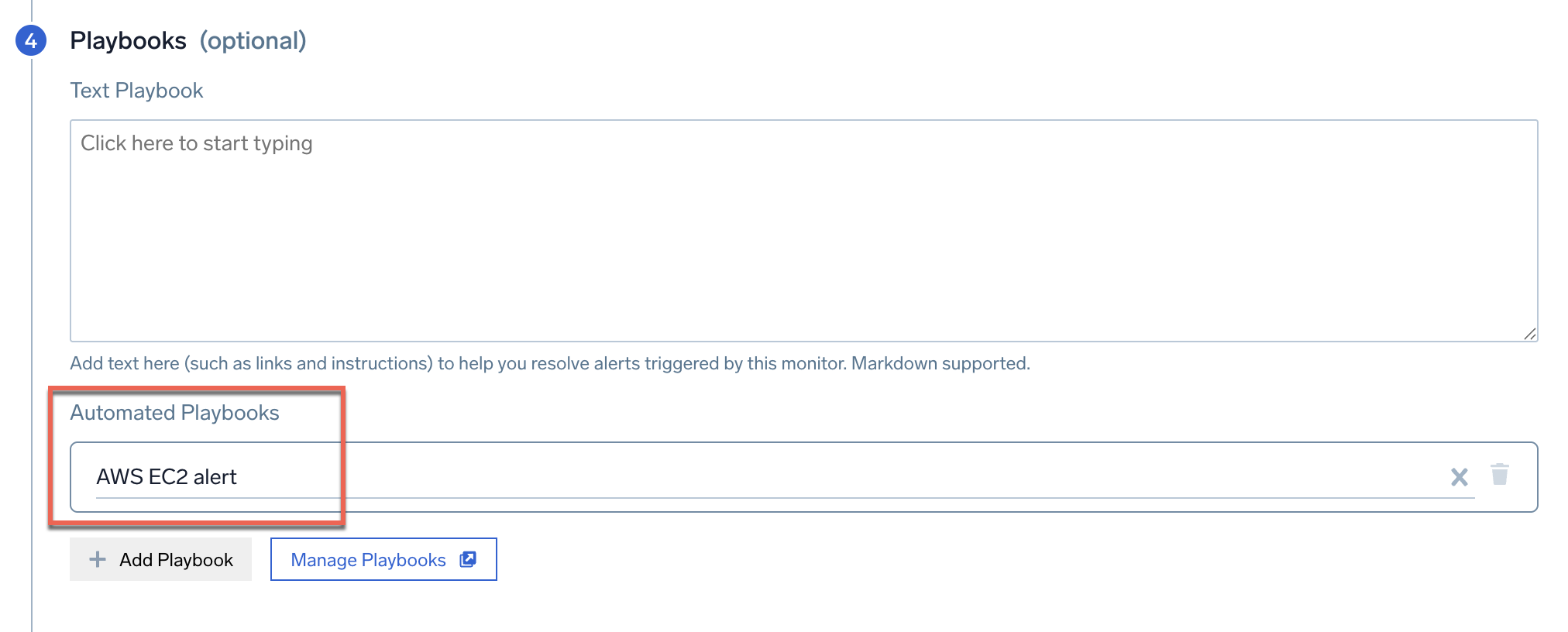 Add automated playbook to a monitor