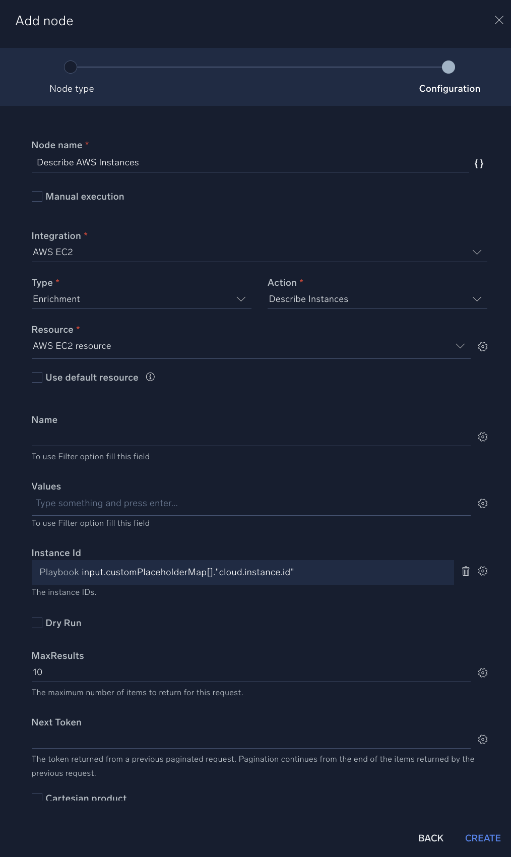 AWS instances playbook node
