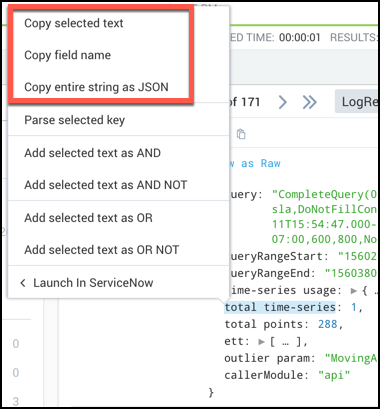 JSON right click copy options