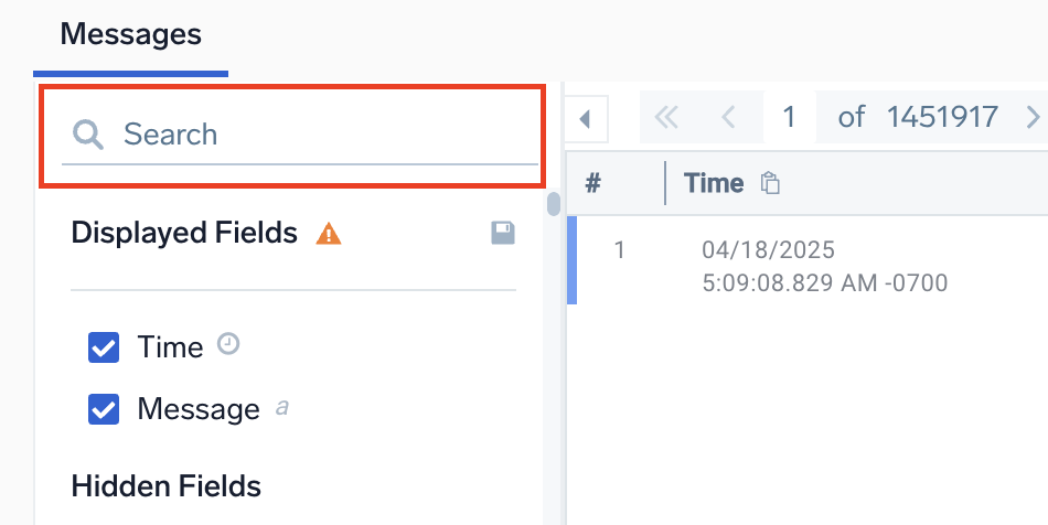 Field browser search field