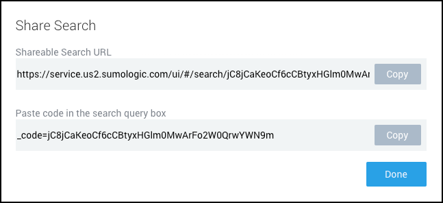 Share unsaved search popup