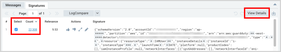 LogReduce details option