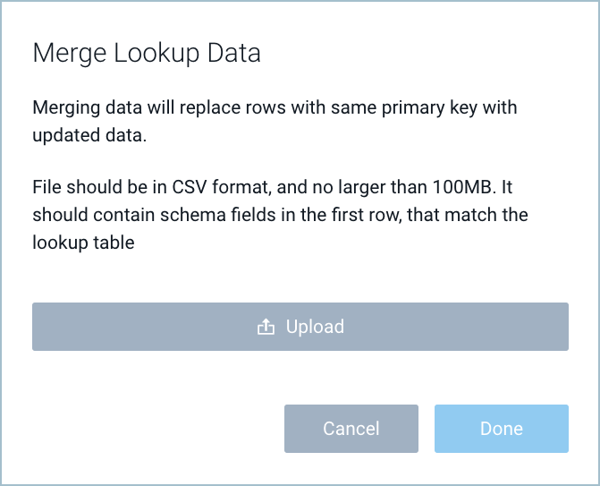 Merge Lookup Data popup
