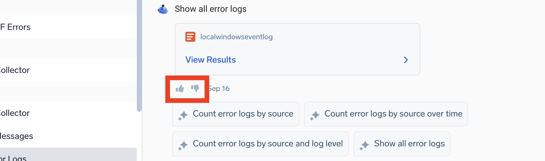 Mobot feedback icons in Query Agent conversation